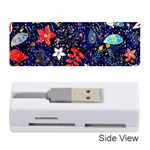 Festive Floral Pattern Christmas Blue Floral Flower Foliage Leaves Pattern Red Snow Winter Memory Card Reader (Stick) Front