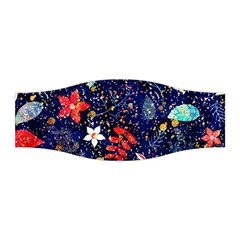 Festive Floral Pattern Christmas Blue Floral Flower Foliage Leaves Pattern Red Snow Winter Stretchable Headband