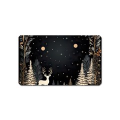 Christmas Winter Xmas Scene Nature Forest Tree Moon Magnet (name Card) by Apen