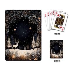 Christmas Winter Xmas Scene Nature Forest Tree Moon Playing Cards Single Design (rectangle)