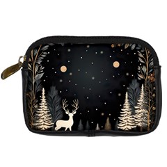 Christmas Winter Xmas Scene Nature Forest Tree Moon Digital Camera Leather Case by Apen