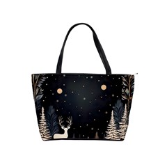 Christmas Winter Xmas Scene Nature Forest Tree Moon Classic Shoulder Handbag by Apen