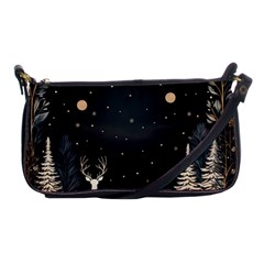 Christmas Winter Xmas Scene Nature Forest Tree Moon Shoulder Clutch Bag by Apen