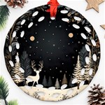 Christmas Winter Xmas Scene Nature Forest Tree Moon Ornament (Round Filigree) Front