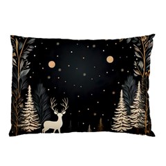 Christmas Winter Xmas Scene Nature Forest Tree Moon Pillow Case (two Sides) by Apen