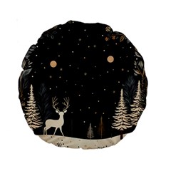 Christmas Winter Xmas Scene Nature Forest Tree Moon Standard 15  Premium Round Cushions by Apen