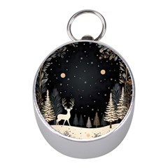 Christmas Winter Xmas Scene Nature Forest Tree Moon Mini Silver Compasses by Apen