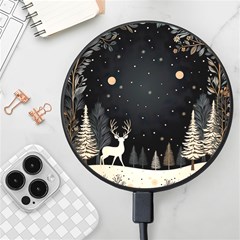 Christmas Winter Xmas Scene Nature Forest Tree Moon Wireless Fast Charger(black) by Apen