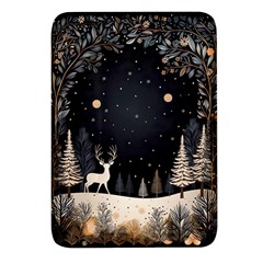 Christmas Winter Xmas Scene Nature Forest Tree Moon Rectangular Glass Fridge Magnet (4 Pack) by Apen