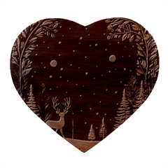 Christmas Winter Xmas Scene Nature Forest Tree Moon Heart Wood Jewelry Box by Apen