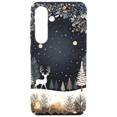 Christmas Winter Xmas Scene Nature Forest Tree Moon Samsung Galaxy S24 6 2 Inch Black Tpu Uv Case by Apen