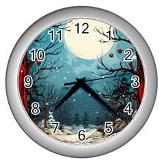 Christmas Frame Border Wall Clock (silver) by Apen