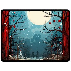 Christmas Frame Border Two Sides Fleece Blanket (large) by Apen