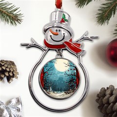 Christmas Frame Border Metal Snowman Ornament