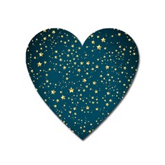 Star Golden Pattern Christmas Design White Gold Heart Magnet by Apen