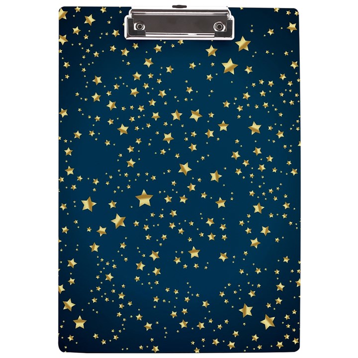 Star Golden Pattern Christmas Design White Gold A4 Acrylic Clipboard