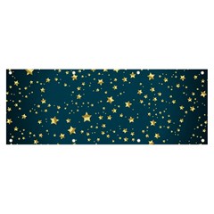 Star Golden Pattern Christmas Design White Gold Banner And Sign 8  X 3  by Apen