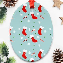 Christmas Pattern Oval Ornament (two Sides)