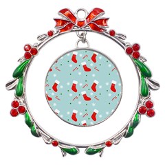 Christmas Pattern Metal X mas Wreath Ribbon Ornament by Apen