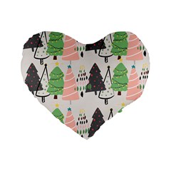 Christmas Trees Icons Standard 16  Premium Flano Heart Shape Cushions by Apen