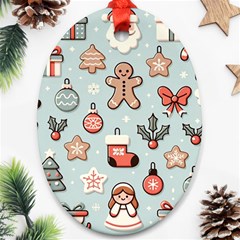 Christmas Cartoon Pattern Ornament (oval)