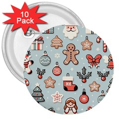 Christmas Cartoon Pattern 3  Buttons (10 Pack)  by Apen