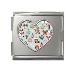 Christmas Cartoon Pattern Mega Link Heart Italian Charm (18mm) by Apen