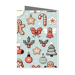 Christmas Cartoon Pattern Mini Greeting Cards (pkg Of 8)