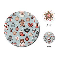 Christmas Cartoon Pattern Playing Cards Single Design (round)