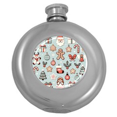 Christmas Cartoon Pattern Round Hip Flask (5 Oz) by Apen