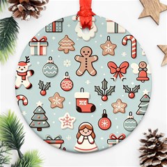 Christmas Cartoon Pattern Round Ornament (two Sides)