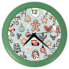 Christmas Cartoon Pattern Color Wall Clock by Apen