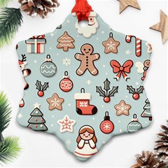 Christmas Cartoon Pattern Snowflake Ornament (two Sides)