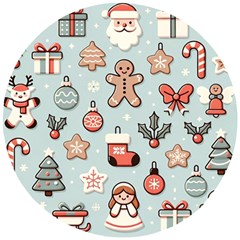 Christmas Cartoon Pattern Wooden Puzzle Round by Apen