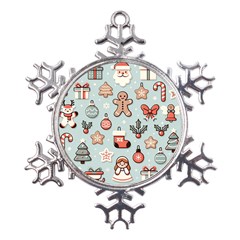 Christmas Cartoon Pattern Metal Large Snowflake Ornament by Apen