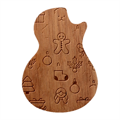 Christmas Cartoon Pattern Guitar Shape Wood Guitar Pick Holder Case And Picks Set by Apen