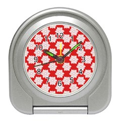 Christmas Snowflakes Background Pattern Travel Alarm Clock by Apen