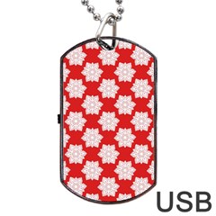 Christmas Snowflakes Background Pattern Dog Tag Usb Flash (two Sides) by Apen