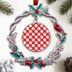 Christmas Snowflakes Background Pattern Metal X mas Wreath Holly Leaf Ornament