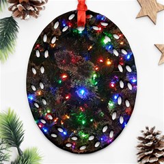 Christmas Lights Oval Filigree Ornament (two Sides)