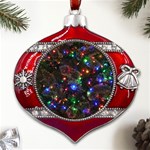 Christmas Lights Metal Snowflake And Bell Red Ornament Front