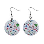 New Year Christmas Winter Pattern Mini Button Earrings Front