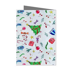 New Year Christmas Winter Pattern Mini Greeting Cards (pkg Of 8)