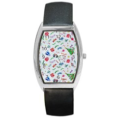 New Year Christmas Winter Pattern Barrel Style Metal Watch by Apen