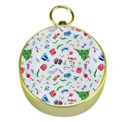 New Year Christmas Winter Pattern Gold Compasses by Apen