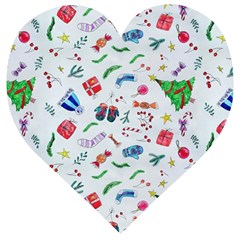 New Year Christmas Winter Pattern Wooden Puzzle Heart by Apen