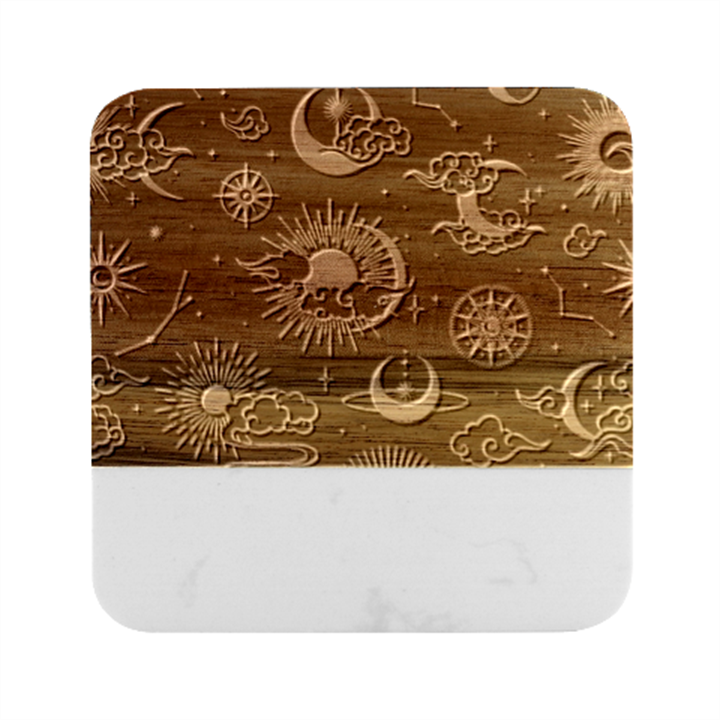 Star Colorful Christmas Abstract Marble Wood Coaster (Square)