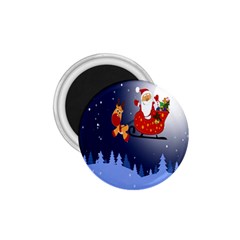 Deer Santa Claus Flying Trees Moon Night Merry Christmas 1 75  Magnets by anzea