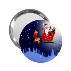 Deer Santa Claus Flying Trees Moon Night Merry Christmas 2 25  Handbag Mirrors by anzea