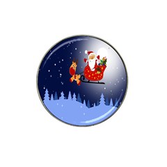 Deer Santa Claus Flying Trees Moon Night Merry Christmas Hat Clip Ball Marker by anzea